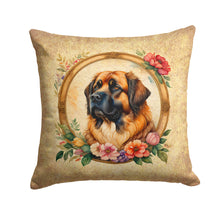 Load image into Gallery viewer, Leonberger and Flowers Fabric Decorative Pillow