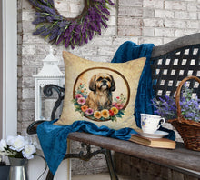Load image into Gallery viewer, Lhasa Apso and Flowers Fabric Decorative Pillow