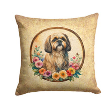 Load image into Gallery viewer, Lhasa Apso and Flowers Fabric Decorative Pillow