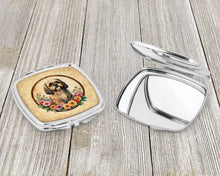 Load image into Gallery viewer, Lhasa Apso and Flowers Compact Mirror – Stylish Purse Mirror with Artistic Covers
