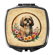 Load image into Gallery viewer, Lhasa Apso and Flowers Compact Mirror – Stylish Purse Mirror with Artistic Covers