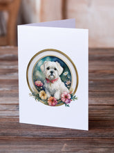 Load image into Gallery viewer, Maltese and Flowers Greeting Cards -  Blank Note Cards – 8-Pack of Artist-Designed Cards with Envelopes