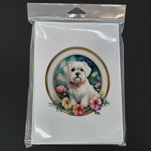 Load image into Gallery viewer, Maltese and Flowers Greeting Cards -  Blank Note Cards – 8-Pack of Artist-Designed Cards with Envelopes