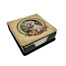 Load image into Gallery viewer, Maltese and Flowers PU Leather Note Paper Holder