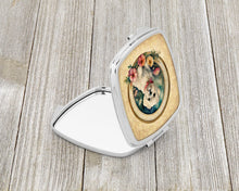 Load image into Gallery viewer, Maltese and Flowers Compact Mirror – Stylish Purse Mirror with Artistic Covers