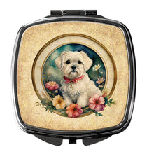 Load image into Gallery viewer, Maltese and Flowers Compact Mirror – Stylish Purse Mirror with Artistic Covers