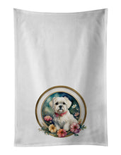 Load image into Gallery viewer, Maltese and Flowers Kitchen Towel Set of 2