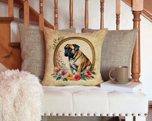 Load image into Gallery viewer, Mastiff and Flowers Throw Pillow - 14x14 Decorative Pillow – Art for Your Home &amp; Patio