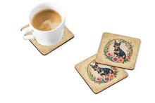 Load image into Gallery viewer, Miniature Pinscher and Flowers Coasters - Set of 4 Lightweight Foam, Absorbent Drink Coasters