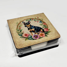Load image into Gallery viewer, Miniature Pinscher and Flowers PU Leather Note Paper Holder
