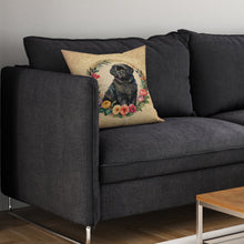 Load image into Gallery viewer, Newfoundland and Flowers Throw Pillow - 14x14 Decorative Pillow – Art for Your Home &amp; Patio