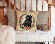 Load image into Gallery viewer, Newfoundland and Flowers Throw Pillow - 14x14 Decorative Pillow – Art for Your Home &amp; Patio