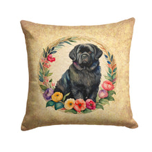 Load image into Gallery viewer, Newfoundland and Flowers Fabric Decorative Pillow