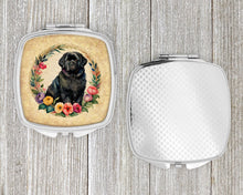Load image into Gallery viewer, Newfoundland and Flowers Compact Mirror – Stylish Purse Mirror with Artistic Covers