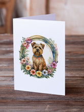 Load image into Gallery viewer, Norfolk Terrier and Flowers Greeting Cards -  Blank Note Cards – 8-Pack of Artist-Designed Cards with Envelopes