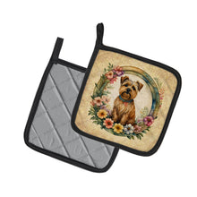Load image into Gallery viewer, Norfolk Terrier and Flowers Pot Holders - Set of 2 Decorative Kitchen Helpers | Made in the USA