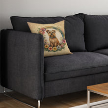 Load image into Gallery viewer, Norfolk Terrier and Flowers Throw Pillow - 14x14 Decorative Pillow – Art for Your Home &amp; Patio