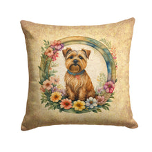 Load image into Gallery viewer, Norfolk Terrier and Flowers Throw Pillow - 14x14 Decorative Pillow – Art for Your Home &amp; Patio