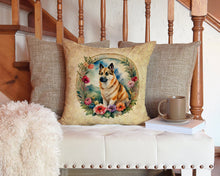 Load image into Gallery viewer, Norwegian Buhund and Flowers Throw Pillow - 14x14 Decorative Pillow – Art for Your Home &amp; Patio