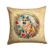 Load image into Gallery viewer, Norwegian Buhund and Flowers Fabric Decorative Pillow
