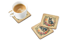 Load image into Gallery viewer, Norwegian Elkhound and Flowers Coasters - Set of 4 Lightweight Foam, Absorbent Drink Coasters