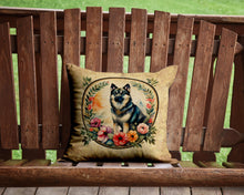 Load image into Gallery viewer, Norwegian Elkhound and Flowers Throw Pillow - 14x14 Decorative Pillow – Art for Your Home &amp; Patio