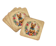 Load image into Gallery viewer, Norwich Terrier and Flowers Coasters - Set of 4 Lightweight Foam, Absorbent Drink Coasters