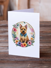 Load image into Gallery viewer, Norwich Terrier and Flowers Greeting Cards -  Blank Note Cards – 8-Pack of Artist-Designed Cards with Envelopes