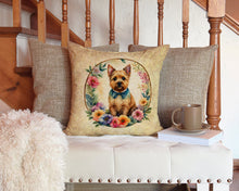 Load image into Gallery viewer, Norwich Terrier and Flowers Throw Pillow - 14x14 Decorative Pillow – Art for Your Home &amp; Patio