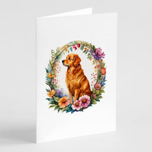Load image into Gallery viewer, Nova Scotia Duck Tolling Retriever and Flowers Greeting Cards -  Blank Note Cards – 8-Pack of Artist-Designed Cards with Envelopes