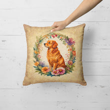 Load image into Gallery viewer, Nova Scotia Duck Tolling Retriever and Flowers Fabric Decorative Pillow