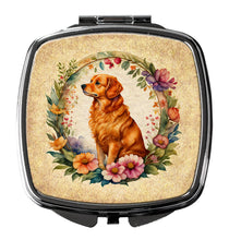 Load image into Gallery viewer, Nova Scotia Duck Tolling Retriever and Flowers Compact Mirror – Stylish Purse Mirror with Artistic Covers