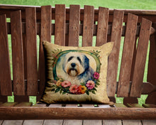 Load image into Gallery viewer, Old English Sheepdog and Flowers Throw Pillow - 14x14 Decorative Pillow – Art for Your Home &amp; Patio