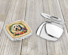 Load image into Gallery viewer, Old English Sheepdog and Flowers Compact Mirror – Stylish Purse Mirror with Artistic Covers