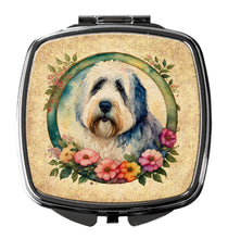 Load image into Gallery viewer, Old English Sheepdog and Flowers Compact Mirror – Stylish Purse Mirror with Artistic Covers