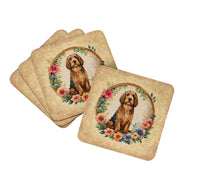 Load image into Gallery viewer, Otterhound and Flowers Coasters - Set of 4 Lightweight Foam, Absorbent Drink Coasters