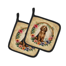 Load image into Gallery viewer, Otterhound and Flowers Pot Holders - Set of 2 Decorative Kitchen Helpers | Made in the USA
