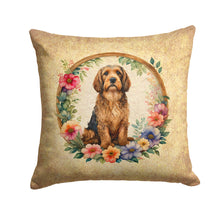 Load image into Gallery viewer, Otterhound and Flowers Fabric Decorative Pillow