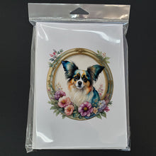 Load image into Gallery viewer, Papillon and Flowers Greeting Cards -  Blank Note Cards – 8-Pack of Artist-Designed Cards with Envelopes
