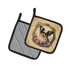 Load image into Gallery viewer, Papillon and Flowers Pot Holders - Set of 2 Decorative Kitchen Helpers | Made in the USA