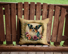 Load image into Gallery viewer, Papillon and Flowers Throw Pillow - 14x14 Decorative Pillow – Art for Your Home &amp; Patio