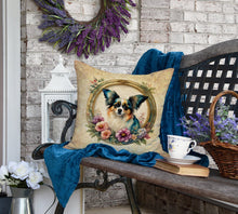 Load image into Gallery viewer, Papillon and Flowers Fabric Decorative Pillow