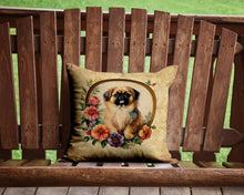 Load image into Gallery viewer, Pekingese and Flowers Throw Pillow - 14x14 Decorative Pillow – Art for Your Home &amp; Patio