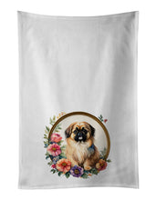 Load image into Gallery viewer, Pekingese and Flowers Kitchen Towel Set of 2
