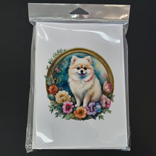 Load image into Gallery viewer, Pomeranian and Flowers Greeting Cards -  Blank Note Cards – 8-Pack of Artist-Designed Cards with Envelopes