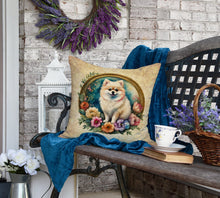 Load image into Gallery viewer, Pomeranian and Flowers Fabric Decorative Pillow