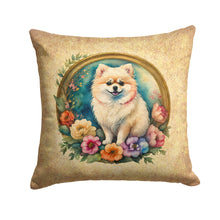 Load image into Gallery viewer, Pomeranian and Flowers Fabric Decorative Pillow
