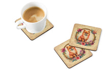 Load image into Gallery viewer, Pomeranian and Flowers Coasters - Set of 4 Lightweight Foam, Absorbent Drink Coasters