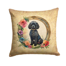 Load image into Gallery viewer, Black Poodle and Flowers Throw Pillow - 14x14 Decorative Pillow – Art for Your Home &amp; Patio