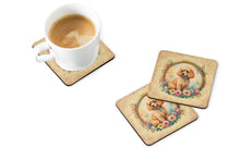 Load image into Gallery viewer, Poodle and Flowers Coasters - Set of 4 Lightweight Foam, Absorbent Drink Coasters